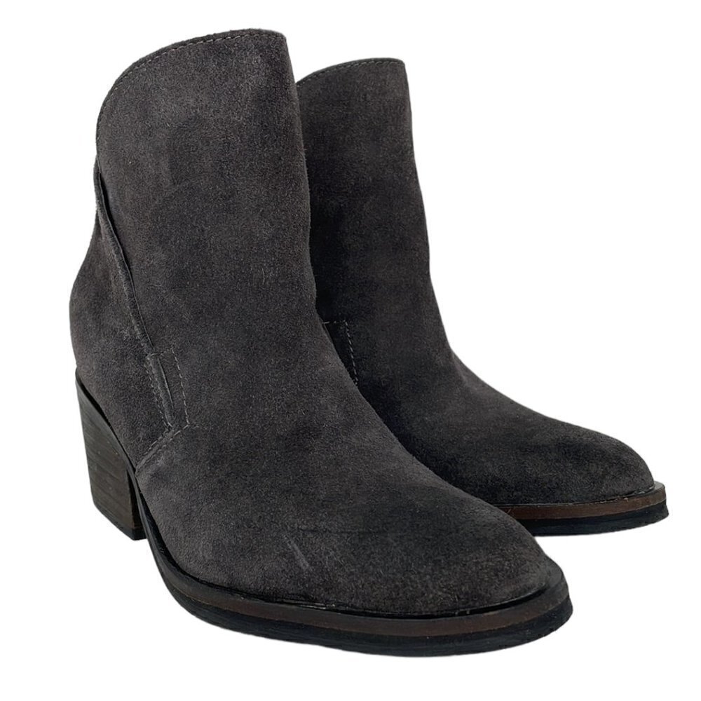 Dolce Vita Ankle Boots Shoes Slip on Suede Leather Gray Size 6.5